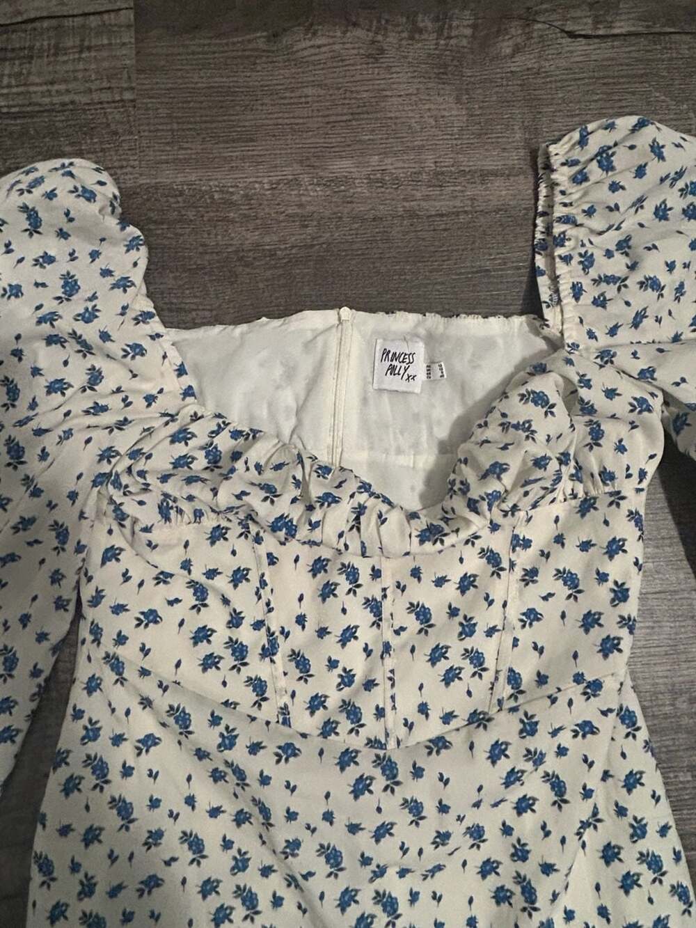 Princess Polly Blue Floral Long Sleeve Corset Mini Dress Size US 8 - Picture 3 of 5